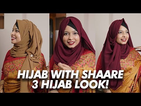 How To Style Hijab With Saree! | 3 Different Party Hijab Style | Khudalagse