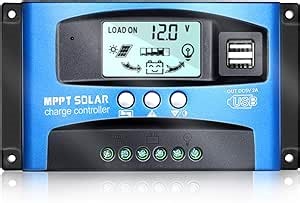 MPPT Solar Charge Controller 40A 12V/24V Auto Solar Panel Intelligent Regulator with Dual USB Port LCD Display for Lead Acid Batteries