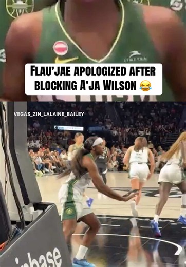 Flau’jae Johnson got a little too hype after blocking A’ja Wilson so she had to correct the situation 😂 (via Storm) #wnba #seattlestorm #ajawilson