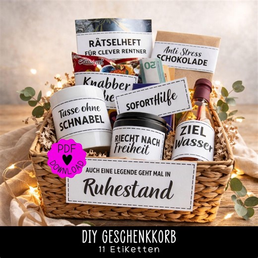 Retirement Gift | Retirement Gift Basket | 11 Labels | DIY | Retirement Gift Box | Farewell Gift for Colleague | PDF Download - Etsy
