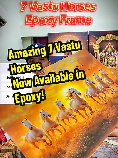 7 Lucky Vastu Horses in Epoxy Frame for Home Decor