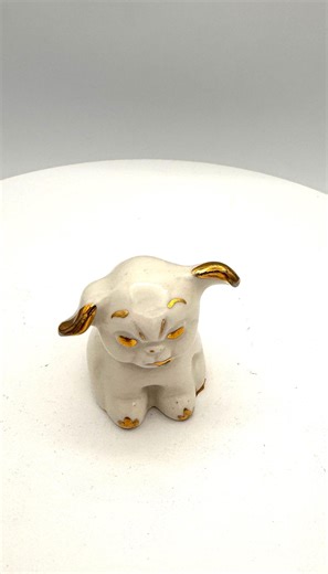 Vintage Shawnee Pottery Miniature Dog Figurine | Gold-accented Novelty | Estate Dog Collection - Etsy