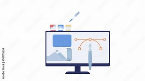 Animated website redesign. Improving user experience. New visuals on computer screen. 2D cartoon flat icon 4K video footage on white with alpha channel transparency. Concept animation for web design Stock Video