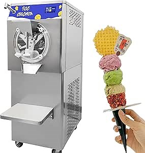 Hard Ice Cream Machine Commercial Hard Ice Cream Maker, 48L/H Batch Freezer Ice Cream Machine, Italian Ice Maker 5 in Touch Control, Fast Cooling, for Restaurant, Gelato Shop