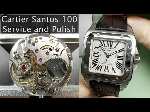 Cartier Santos 100 Service and Refinish - Watch Repair, Polishing, and Brushing - Cartier 076 2878