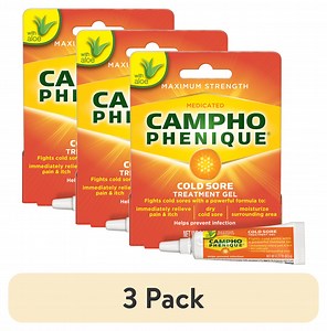 (3 pack) Campho Phenique Cold Sore and Fever Blister Treatment for Lips, Maximum Strength Provides Instant Relief, Original Gel Formula, 0.23 oz.