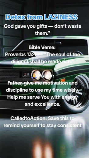 Detox from LAZINESS God gave you gifts — don’t waste them.” Bible Verse: Proverbs 13:4 — “The soul of the diligent shall be made rich.” 🙏 Prayer: Father, give me motivation and discipline to use my time wisely. Help me serve You with energy and excellence. CalledtoAction: Save this to remind yourself to stay consistent Keywords: motivation prayer, overcoming laziness, Christian productivity, Proverbs 13:4 meaning. . #Love #trending #motivation #prayer #community #comment #God #Jesus #home #lice