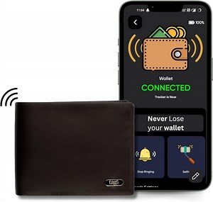 tag8 Dolphin Smart Leather Wallet for Men, GPS Bluetooth Tracker Enabled Purse for Men to Find & Locate It, Anti-Theft RFID Blocking Wallet with 8 card slot, Works with Android & Apple Device, Brown