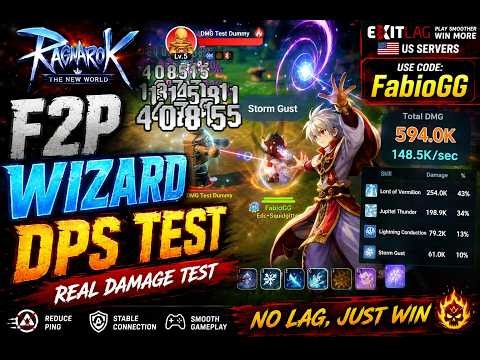 F2P Wizard DPS Test! 🔥 Can a Free-to-Play Wizard Deal BIG Damage? | Ragnarok:The New World + ExitLag