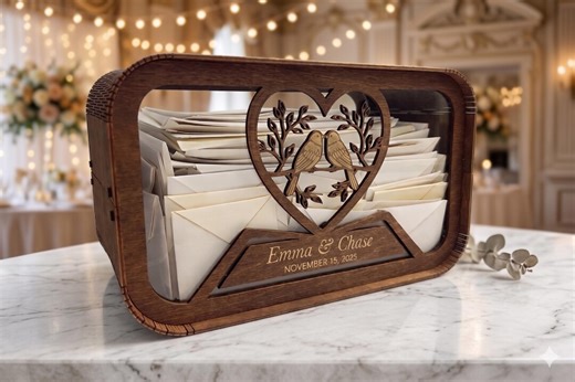 Personalized Wedding Card Box With Lock, Rustic Wooden Wedding Money Box, Custom Card Holder for Reception, Engraved Envelope Keepsake - Etsy