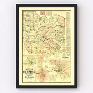 Bedford County Map 1878, Vintage Bedford County Map, Old Bedford County Tennessee Art, Wall Art Gift for Bedford County History Lovers Retro - Etsy