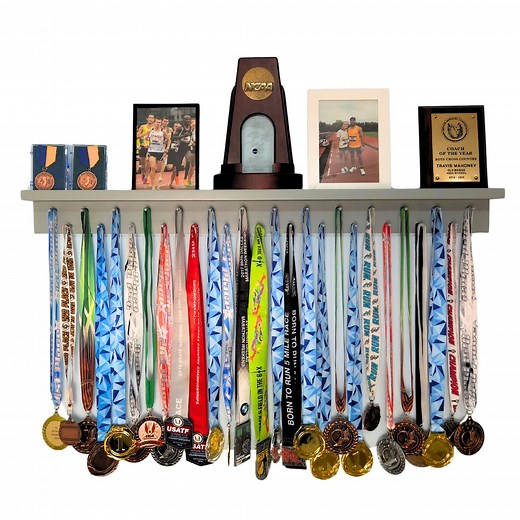 Solid Wood Medal Hanger Display & Trophy Shelf: Patented Design - Etsy