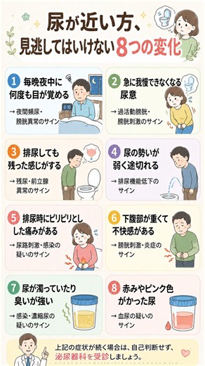 【頻尿ケア】尿が近い方、見逃してはいけない8つの変化 💧