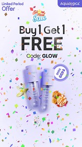 Two words: FREE. SKINCARE. 💅 Buy 1 Get 1 FREE on your super-light skin must-haves. 👉 Use code GLOW 👈 Shop now! 🛒 | Aqualogica