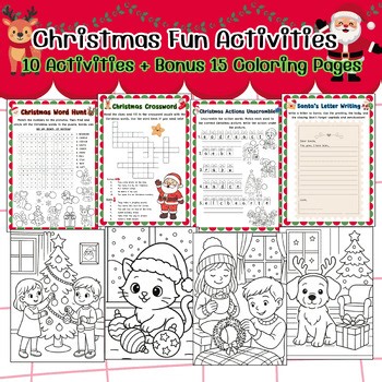 Christmas Fun Activities Worksheets | Literacy & Writing for Kids
