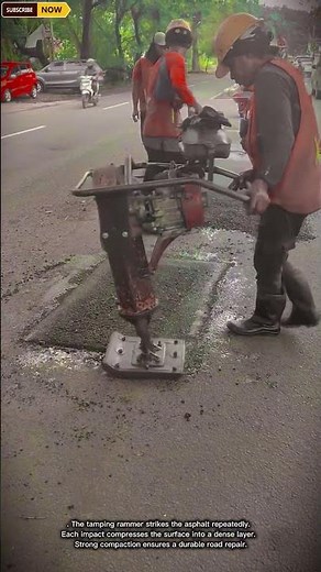 Asphalt Compaction Process | Road Repair Using Tamping Rammer