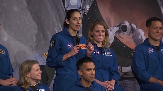 Jasmin Moghbeli gives speech as she's welcomed onto Artemis space program