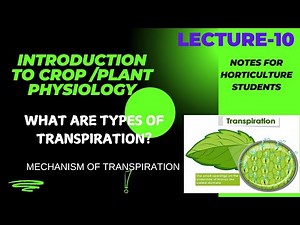 Lecture 10: WHAT IS TRANSPIRATION? ||IT'S TYPES|| ||MECHANISM OF TRANSPIRATION|| || SIGNIFICANCE ||