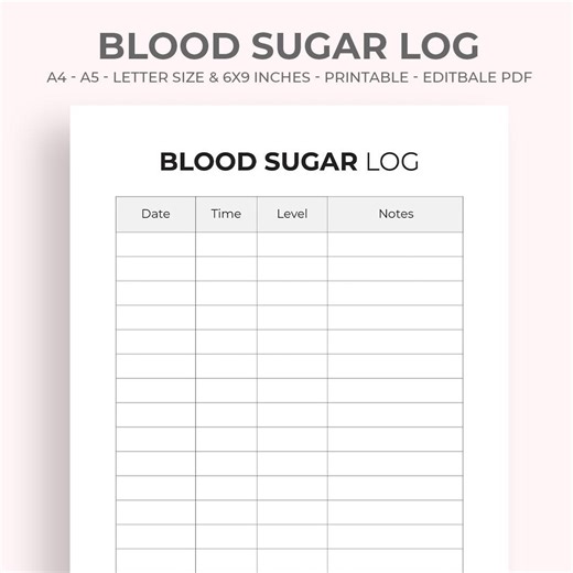Blood Sugar Log | Diabetes Tracker | Blood Glucose Journal | Insulin & Health Tracker | Editable PDF Planner | Printable Diabetes Log - Etsy Canada