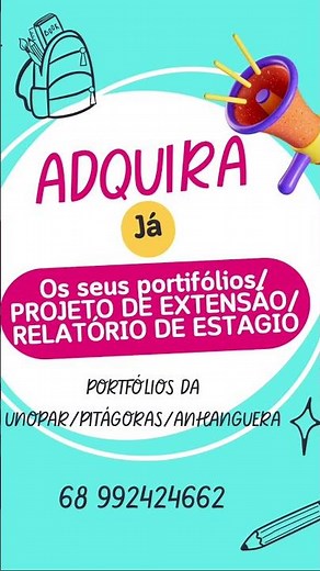 RELATÓRIO DE ESTAGIO E PROJETO DE EXTENSÃO #portifolio #unopar #anhanguera #pitágoras