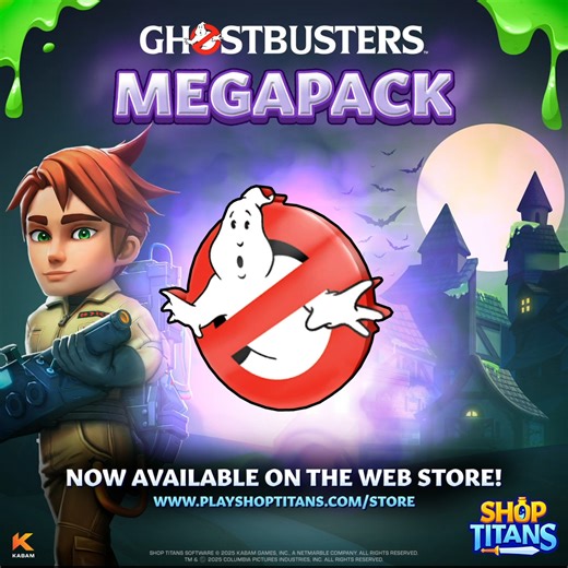 24 hours a day, 7 days a week, no craft is too big, no sale price is too big for your customers, Shopkeeper! Impress them today with the items in the brand new Ghostbusters Mega Pack! Get it today in the Shop Titans Web Store: https://bit.ly/4oiX9RP | Shop Titans