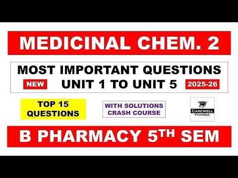 Medicinal Chemistry 5th Semester Important questions | Medicinal chemistry 2 | Carewell Pharma