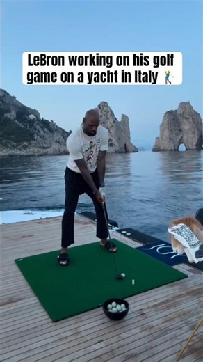 Bron will work on his swing anywhere 😂🛥️