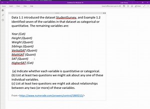 Answer the following three questions and then use Figure 2.2 to select an appropriate graphical display. Question 1: How many variables are in the data set? Question 2 : Are the variables in the data set categorical or numerical? Question 3: Would the purpose of a graphical display be to summarize the data distribution, to compare groups, or to investigate the relationship between two numerical variables? To learn about what super power middle school students would most like to have, each person
