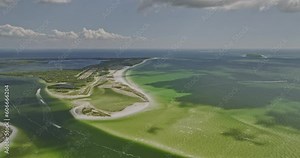 Fort De Soto Park Florida Aerial v13 panoramic fly around ebb-shoal Outback Key capturing landscape of Shell Key Preserve and spectacular sandbar formation - Shot with Mavic 3 Cine - September 2022