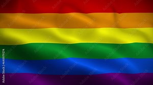 LGBT pride flag waving animation, six stripes flag, perfect looping, 4K video background, official colors