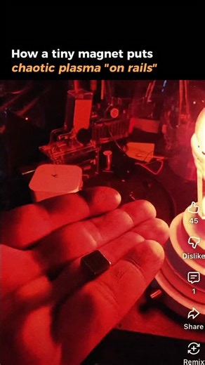 Star AI | Navigate the Stars of AI on Instagram: "How a tiny magnet puts chaotic plasma "on rails" What you are seeing isn't CG - it’s Magnetohydrodynamics (MHD) in action. Usually, plasma (the 4th state of matter) is chaotic and unpredictable. It wants to expand and dissipate instantly. But introduce a simple Neodymium magnet, and the rules of physics change. Here is what is happening: The "Invisible Tracks": The magnet projects a magnetic field. Because plasma is made of charged particles (ion