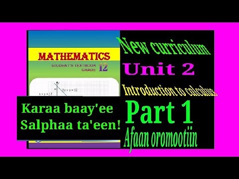 mathematics grade 12 unit 2 introduction to calculus part 1 Afaan oromootiin kan qophaa'e dha.