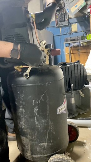 Fixing a broken line on an air compressor. #HandsomeOrHandy #RepairNotReplace | Anthony Reimnitz