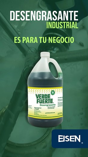 🧽 ¿Buscas un desengrasante potente y ecológico? En Eisen ya tenemos disponible Verde Fuerte, el desengrasante industrial biodegradable y concentrado que está revolucionando la limpieza profesional. 💬 Contáctanos por WhatsApp 81 2757 0577 y agrégalo a tu siguiente pedido mayorista. | Eisen México