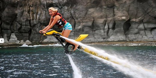 This water jet bike can fly 40 feet in the air and go up to 25mph