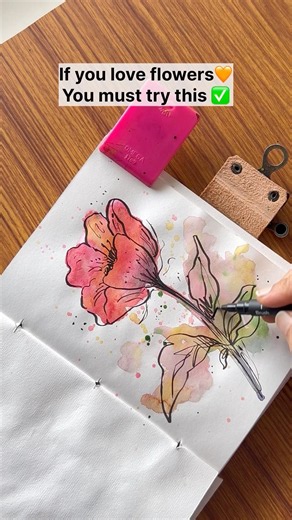 Anyone Can Paint This Flower 🌸 | Brush Pen + Watercolor Tutorial for Beginners #artwork #artshorts