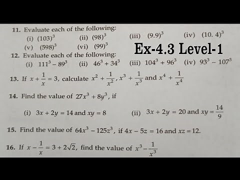 RD Sharma Solutions for Class 9 Maths Chapter 4 Algebraic Identities Exercise 4.3 Q11 to Q16