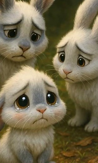 Crying Baby Bunny Looks Up at Mom & Dad 😢🐰 | Heart-Touching Animated Moment #4kultrahd #petlover