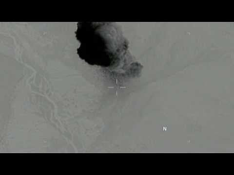 Aerial Footage of MOAB Bomb Striking Cave, Tunnel System