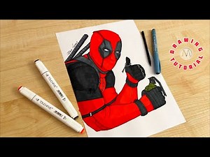 How to draw and colour Deadpool