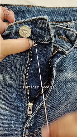 How to fix jeans zipper falling down #threadsnneedles #jeanshack #zipperhack #fashionhacks #sewing
