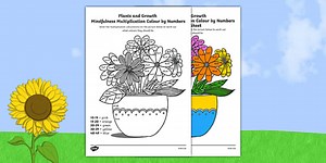 Plants and Growth Themed Mindfulness Multiplication Colour by Numbers