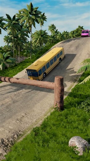 School bus VS Log Trap-BeamNG drive #shorts