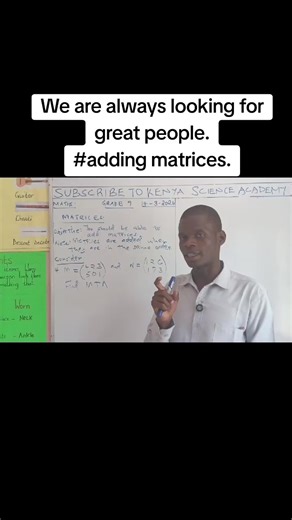 ADDING MATRICES #football #matrices #kenyascienceacademy #ramadan #cbc