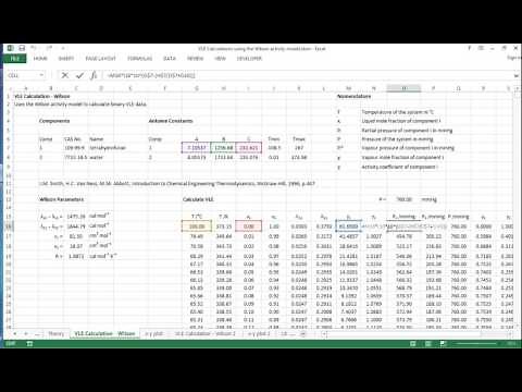 Binary VLE calculations part 6: using the Wilson activity model for non-ideal systems