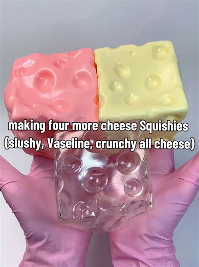 making four more cheese Squishies slushy, Vaseline, crunchy all cheese Squishies. #cheesesquishy #squishymaking #squishymaker #squishies #foryo (making slushy squishy Vaseline squishy crunchy squishy all in the one video with results all cheese Squishies)