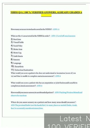 Latest NIHSS QA 100 VERIFIED ANSWERS ALREADY GRADED A video