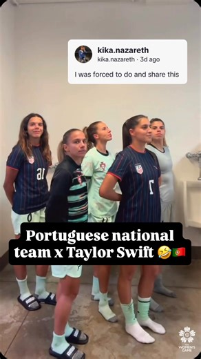 The Women’s Game on Instagram: "After defeating the USWNT 2-1 in Pennsylvania last week, the Portuguese team celebrated with some dancing & Taylor Swift 😂🇵🇹 🎥: @kika.nazareth"