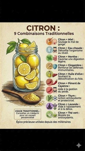 Remèdes au citron : 9 associations naturelles efficaces (Miel, Gingembre).