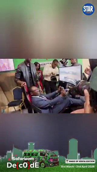 From policy to pit lane. ICT PS Stephen Isaboke tests an AI-powered driving simulator at Safaricom Decode.